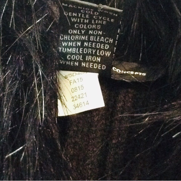 INC Women's Black Faux-Fur-Collar Poncho Sweater - Picture 4 of 7